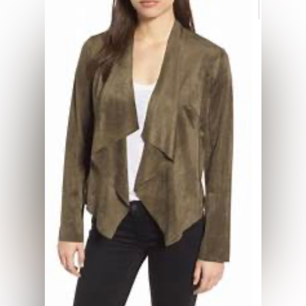Kut from the Kloth Carina Faux Suede Drape Moto Jacket dark olive/gray small